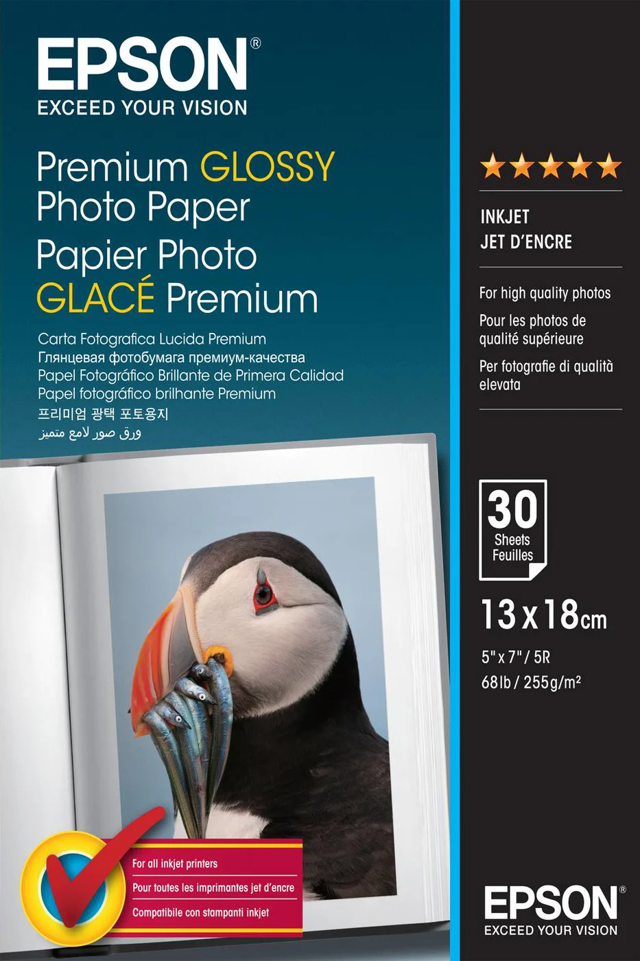 Epson Premium Glossy Fotopapier 30 vel (13 x 18)