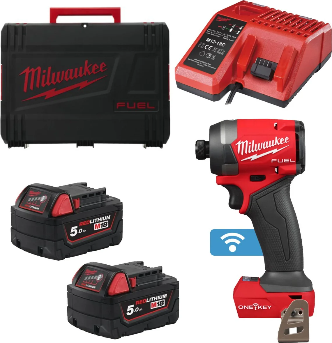 Milwaukee M18 FUEL™ ONEID3-502X ONE-KEY™ Accu slagschroevendraaier 226Nm 18V 5.0Ah in HD-Box - 4933492804