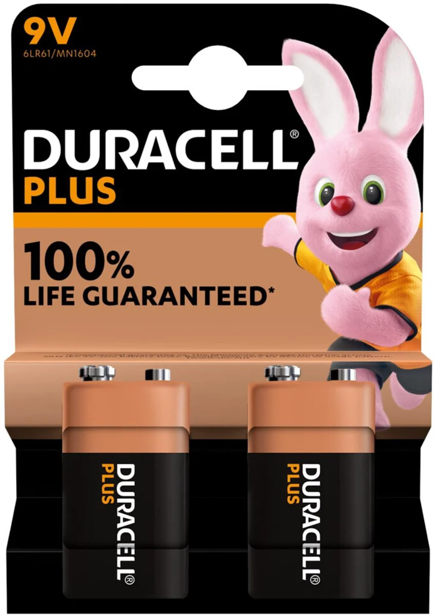3x Duracell Alkaline Batterijen Plus 100 9V 2 stuks
