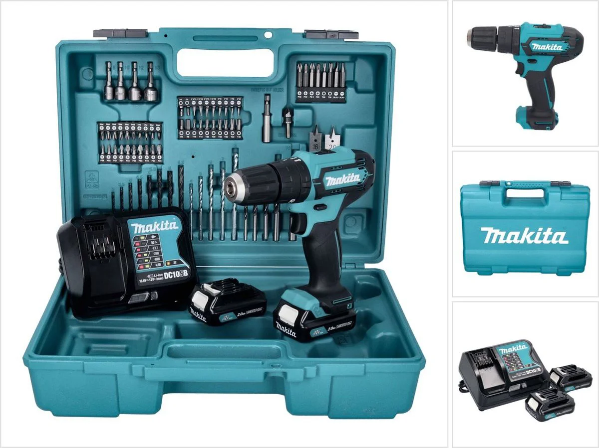 Makita HP333DSAX1 Accu klop-/schroefboormachine + accessoireset 12V Max 2.0Ah in koffer