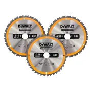 DeWALT DT1962 Cirkelzaagbladen Set 216mm (2X 24T 1X 40T)