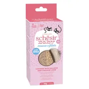 12x Schesir Baby Kitten Mousse & Filets Kip & Zalm & Kippenlever 3 x 55 gr
