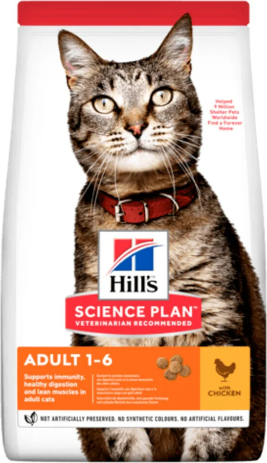 6x Hill's Science Plan Kattenvoer Adult Kip 1,5 kg