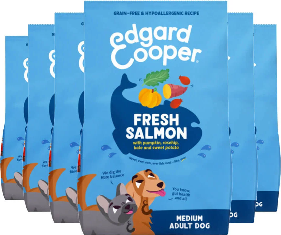 6x Edgard & Cooper Hondenvoer Droog Zalm Medium 1 kg