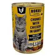 Rokus Kattenvoer Blik Kipbrokjes in Jus 415 gr
