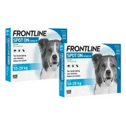 2x Frontline Spot On Anti Vlooien en Teken Druppels Hond M 10 - 20 kg 3 pipetten