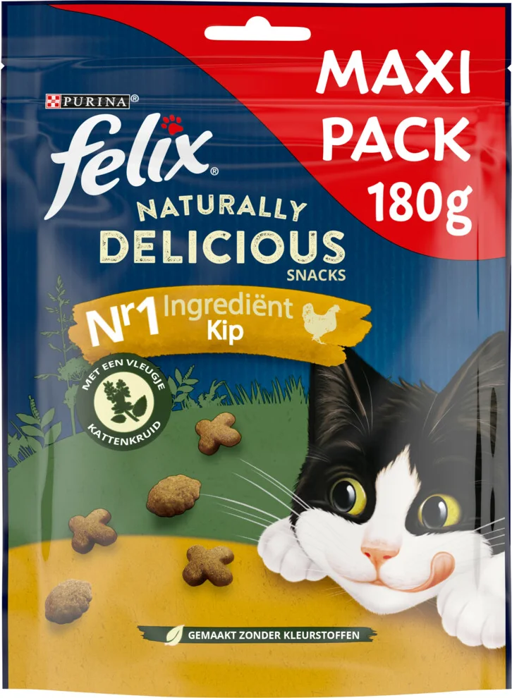 6x Felix Kattensnack Naturally Delicious Kip Maxipack 180 gr