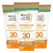 3x Garnier Ambre Solaire Hydra 24 Zonnebrandmelk SPF 30 50 ml