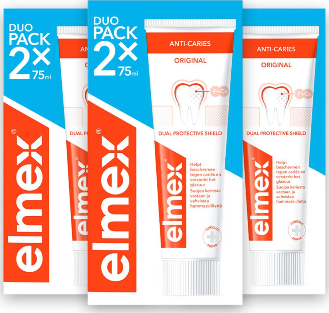 3x Elmex Tandpasta Anti-Cariës Duopack 2x 75 ml