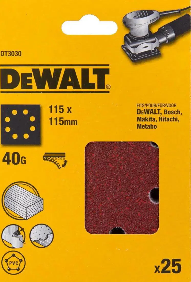 DeWALT DT3030 P40 Schuurpapier 1/4 Velcro VE=25