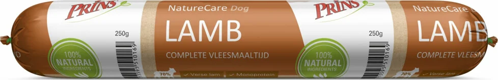 Prins NatureCare Hypoallergeen Hondenvoer Worst Lam & Rijst 250 gr