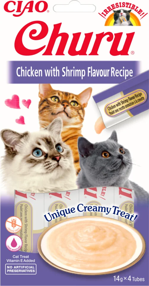 Ciao Kattensnack Churu Kip - Garnaal 60 gr