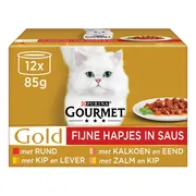 Gourmet Gold Kattenvoer Nat Fijne Hapjes Multipack Rood 12 x 85 gr
