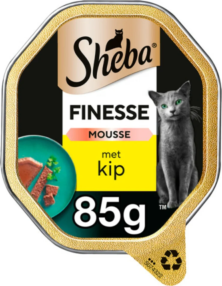 Sheba Finesse Kattenvoer Natvoer Mousse Kip Kuipjes 85 gr