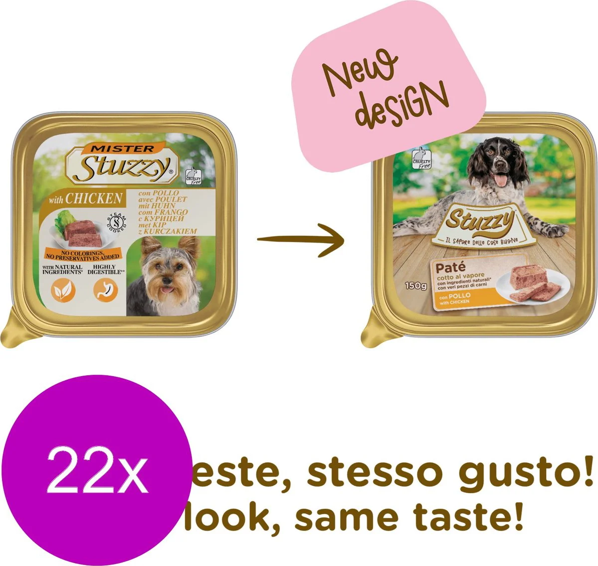 22x Stuzzy Hondenvoer Paté Kip 150 gr