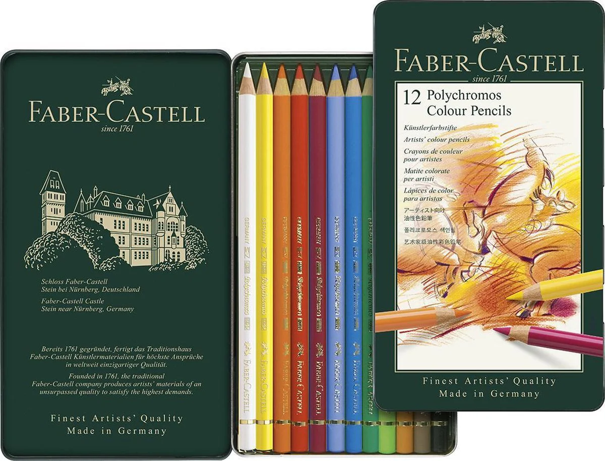 Faber-Castell kleurpotloden - Polychromos - blik 12 stuks - FC-110012
