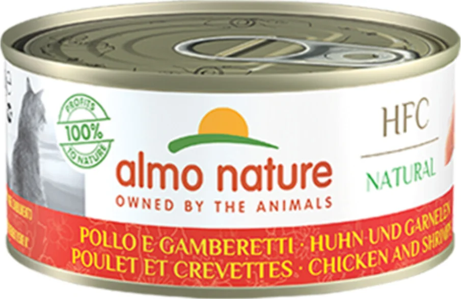 48x Almo Nature HFC Natural Kattenvoer Nat Kip & Garnaal 70 gr