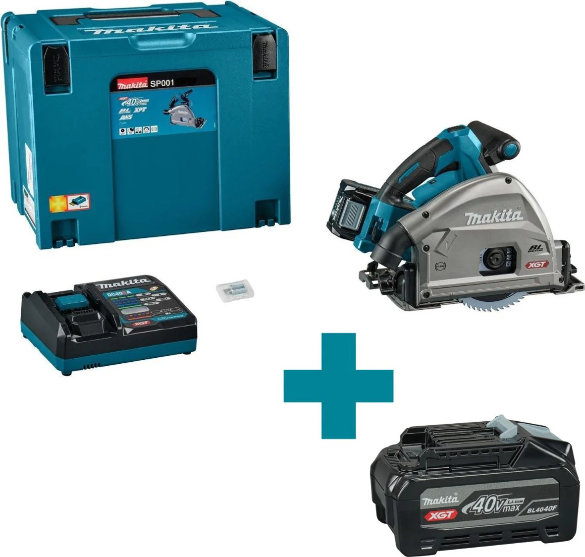 Makita SP001GM101 Accu Invalcirkelzaag 165mm AWS XGT 40V Max 4.0 Ah in Mbox