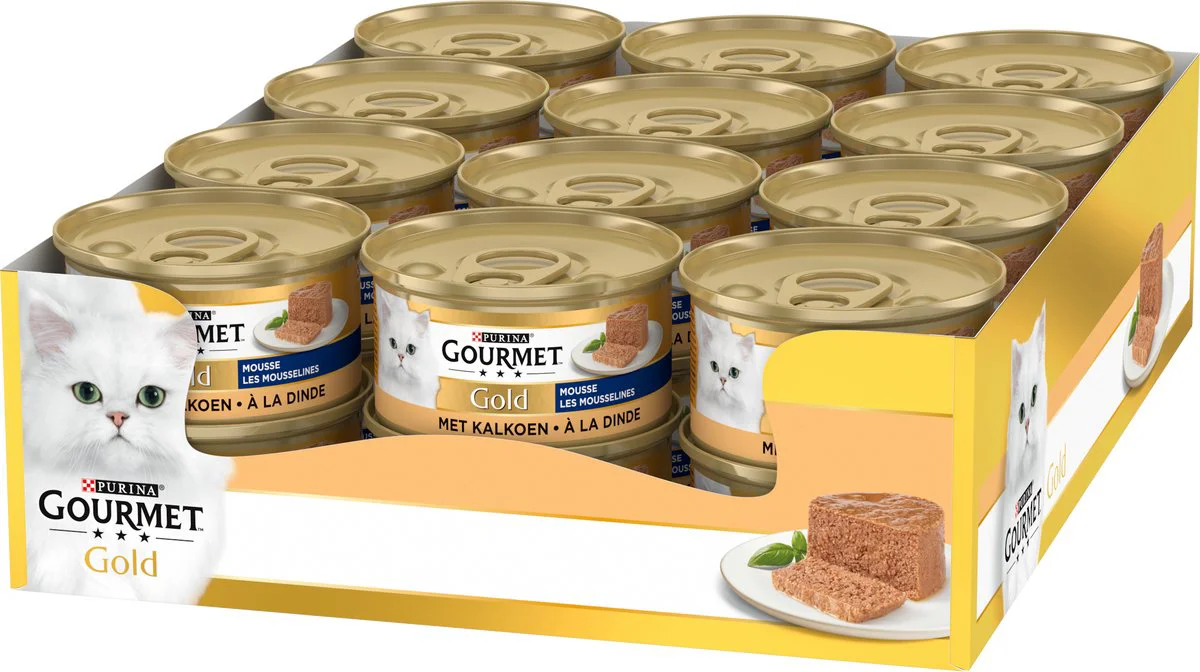 24x Gourmet Gold Kattenvoer Nat Mousse Kalkoen 85 gr