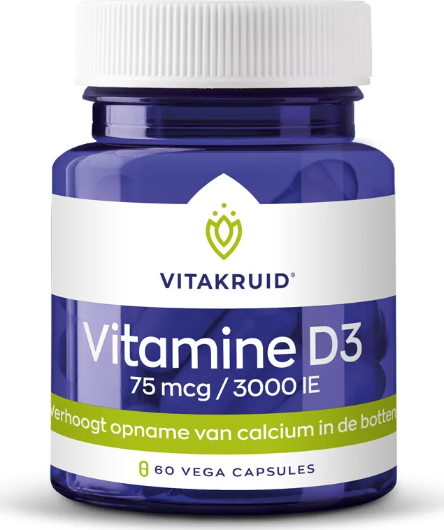 Vitakruid Vitamine D3 75 Mcg 3000Ie 60 vegacapsules