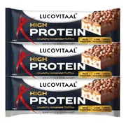 3x Lucovitaal Protein High Reep Crunchy Amandel Toffee 64 gr