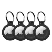 Zwart 4 Pack - Premium materiaal Arnitel®- Sleutelhanger set geschikt voor Apple AirTag 1e en 2e Generatie - Waterdicht optie - Beschermhoes - Laagste prijs garantie - Houder geschikt voor AirTag - In-huis productie - Sleutelhanger