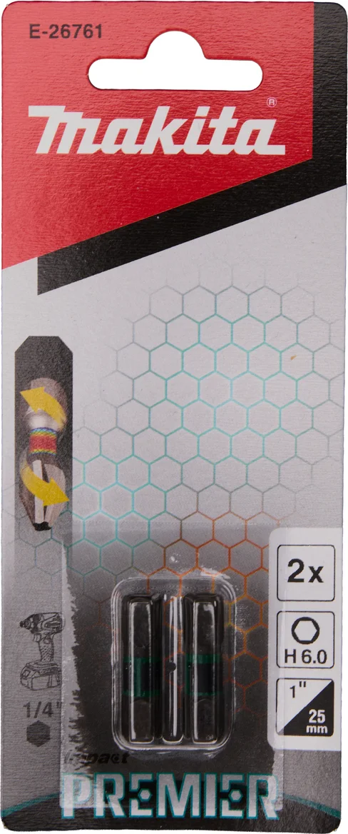 Makita E-26761 Impact Premier Slagschroefbit H6 x 25 mm 2 stuks