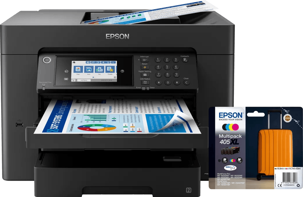 Epson WorkForce WF-7840DTWF + 1 set extra XL cartridges