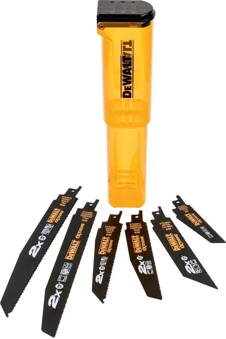 DeWALT DT2440L 6-delige set reciprozaagbladen in stevige opbergcassette
