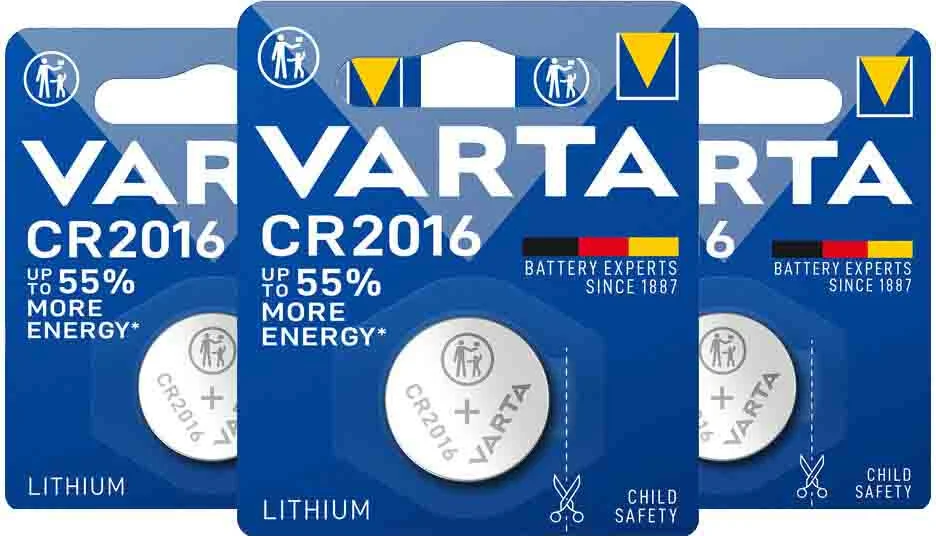 3x Varta Lithium Coin CR2016 Blister