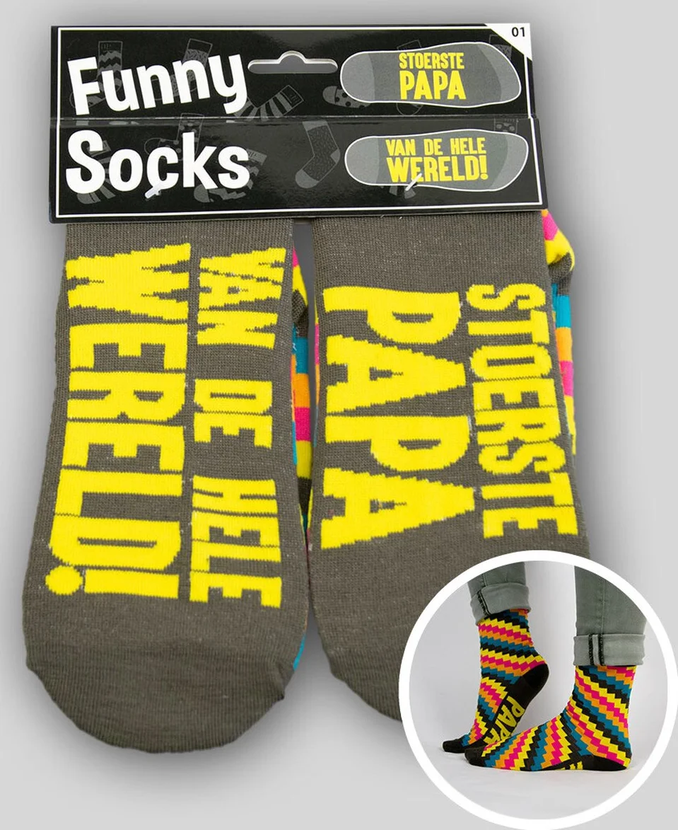 Funny Socks grappige sokken - Stoerste Papa - One-size