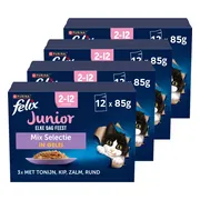 4x Felix Kattenvoer Nat in Gelei Elke Dag Feest Mix Junior 12 x 85 gr