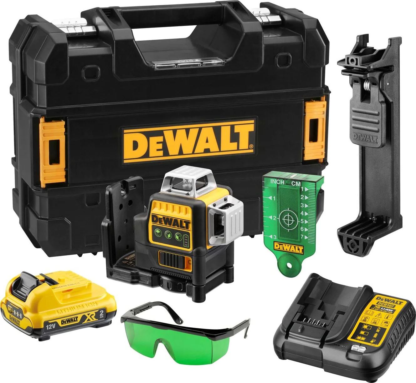 DeWALT DCE089D1G Zelfnivellerende accu kruislijnlaser 3x 360˚ groen 12V XR 2.0Ah in TSTAK