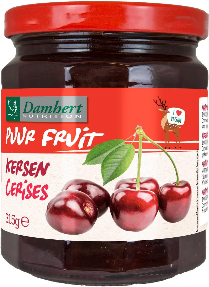 Damhert Puur Fruit Confituur Kersen 315GR