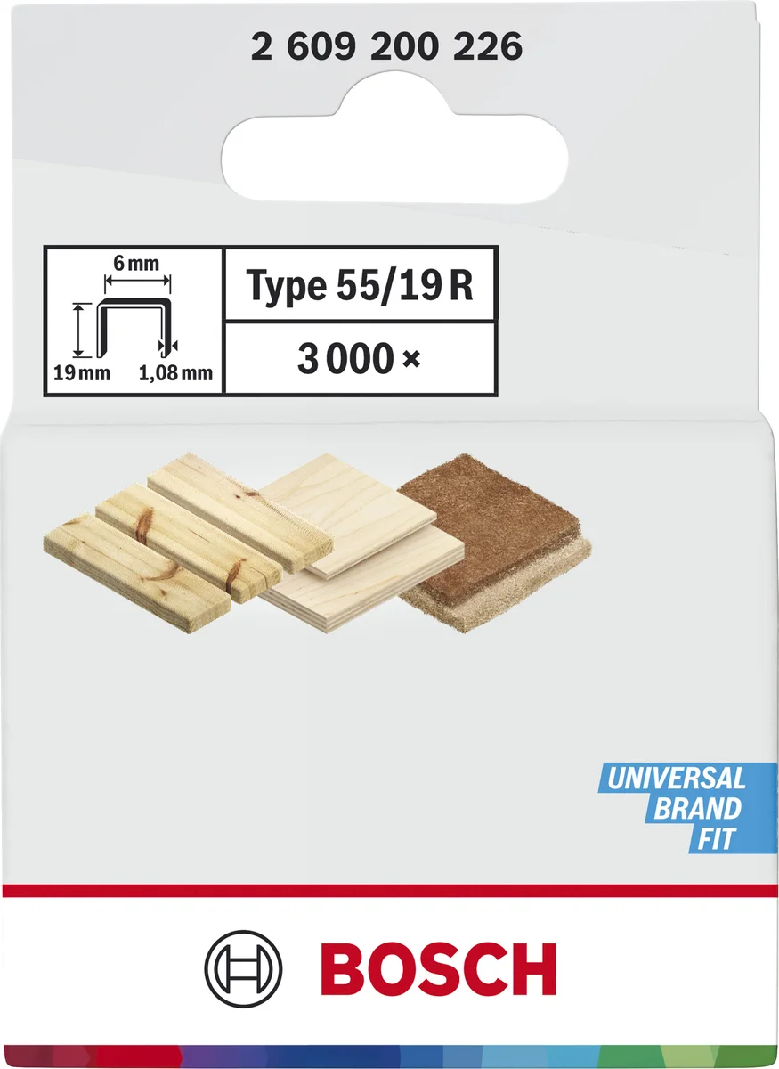Bosch Professional Nieten type 55 | 19 mm | 6,0 x 1,08 mm | 3000 stuks - 2609200226