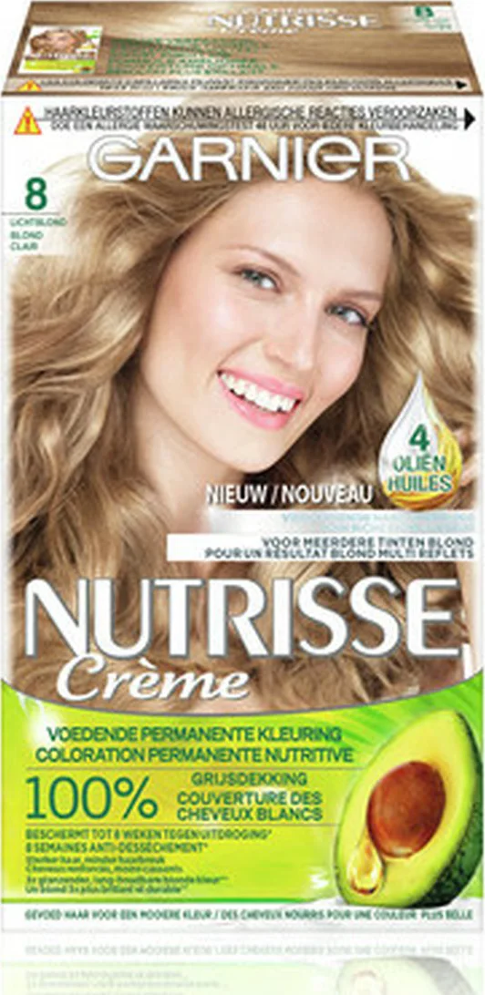 3x Garnier Nutrisse Ultra Crème Permanente Haarkleuring 8.0 Lichtblond