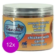 12x Renske Gezonde Beloning Hartjes Hondensnack Kip - Wortel 100 gr