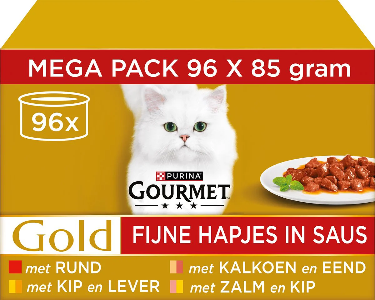 Gourmet Kattenvoer Nat Multipack Gold Fijne Hapjes in Gelei 96 x 85 gr