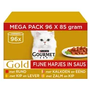 Gourmet Kattenvoer Nat Multipack Gold Fijne Hapjes in Gelei 96 x 85 gr