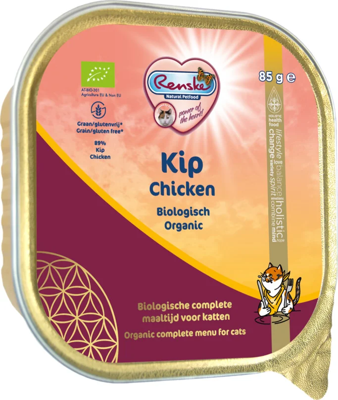 Renske Bio Vers Gestoomd Kattenvoer Nat Kip 85 gr