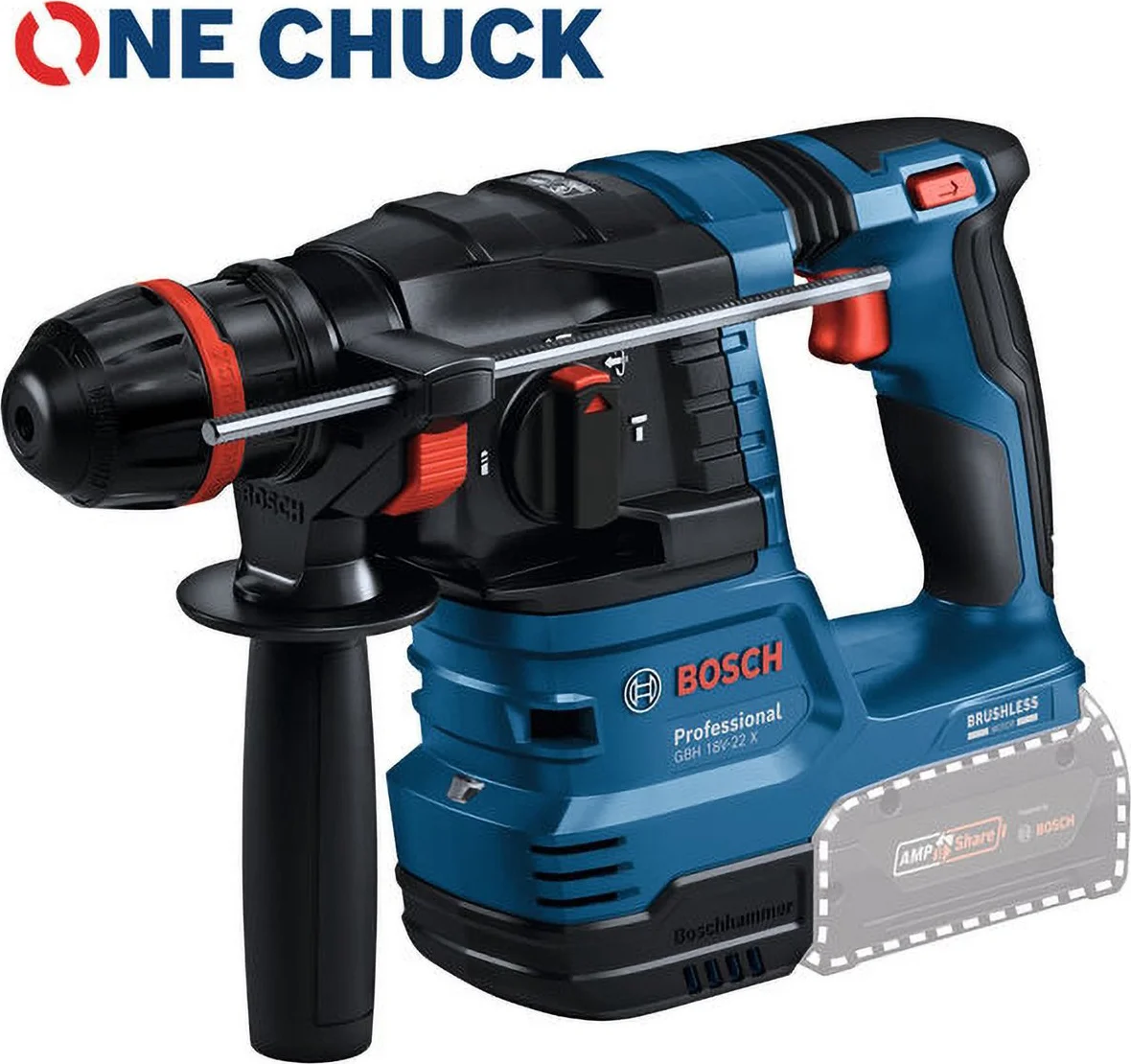 Bosch Professional GBH 18V-22 X Accu combihamer ONECHUCK SDS-Plus 2,0J 18V 4.0Ah in L-Boxx - 0611924101