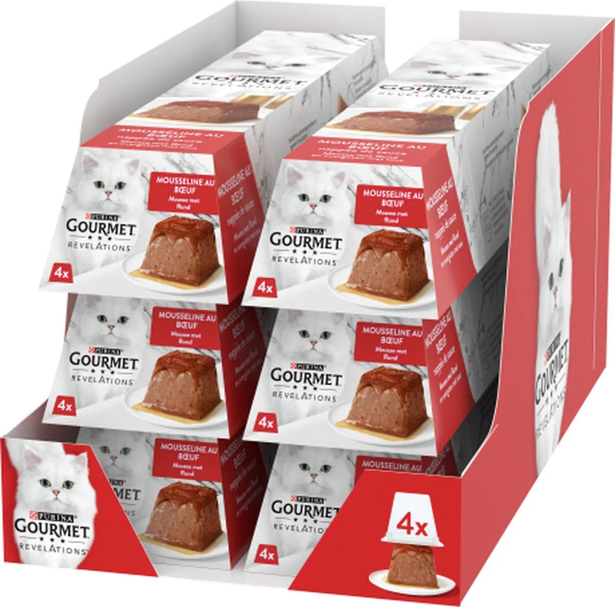 6x Gourmet Revelations Kattenvoer Nat Mousse Rund 4 x 57 gr
