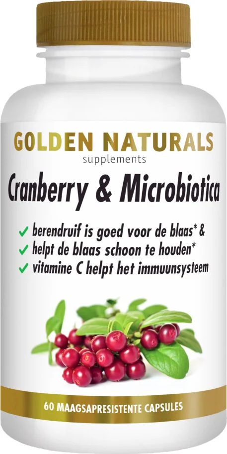 2x Golden Naturals Cranberry & Microbiotica 60 vegacapsules