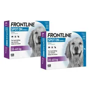 2x Frontline Spot On Anti Vlooien en Teken Druppels Hond 20 - 40 kg 6 pipetten