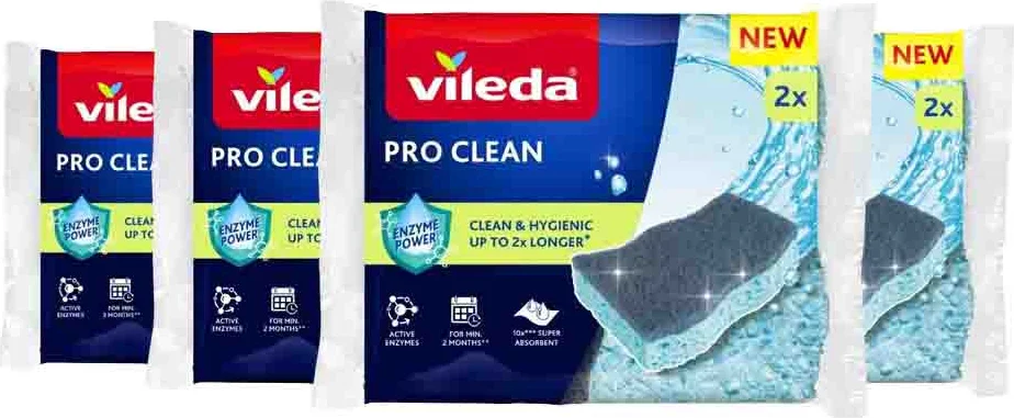 4x Vileda Schuursponsen Pro Clean Viscose 2 stuks