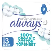 Always Maandverband Bio Cotton Protection Ultra Night met Vleugels 8 stuks