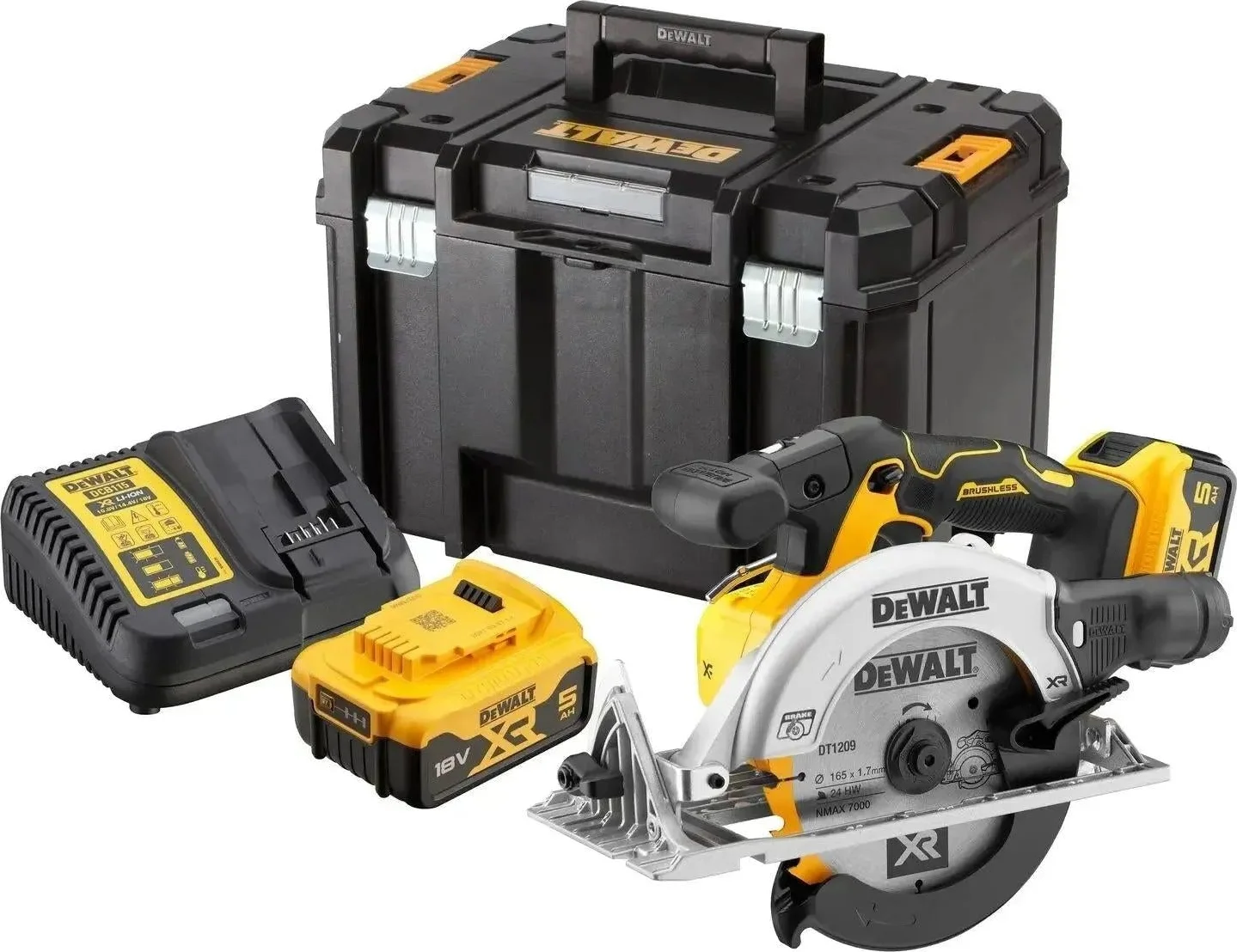 DeWALT DCS565P2 Accu cirkelzaag 165mm 18V XR 5.0Ah in TSTAK