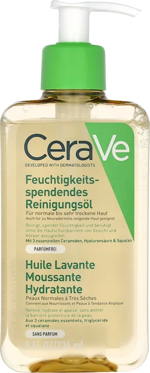 CeraVe Hydrating Foaming Oil Cleanser - voor normale tot (zeer) droge huid - voor gezicht en lichaam 236ML