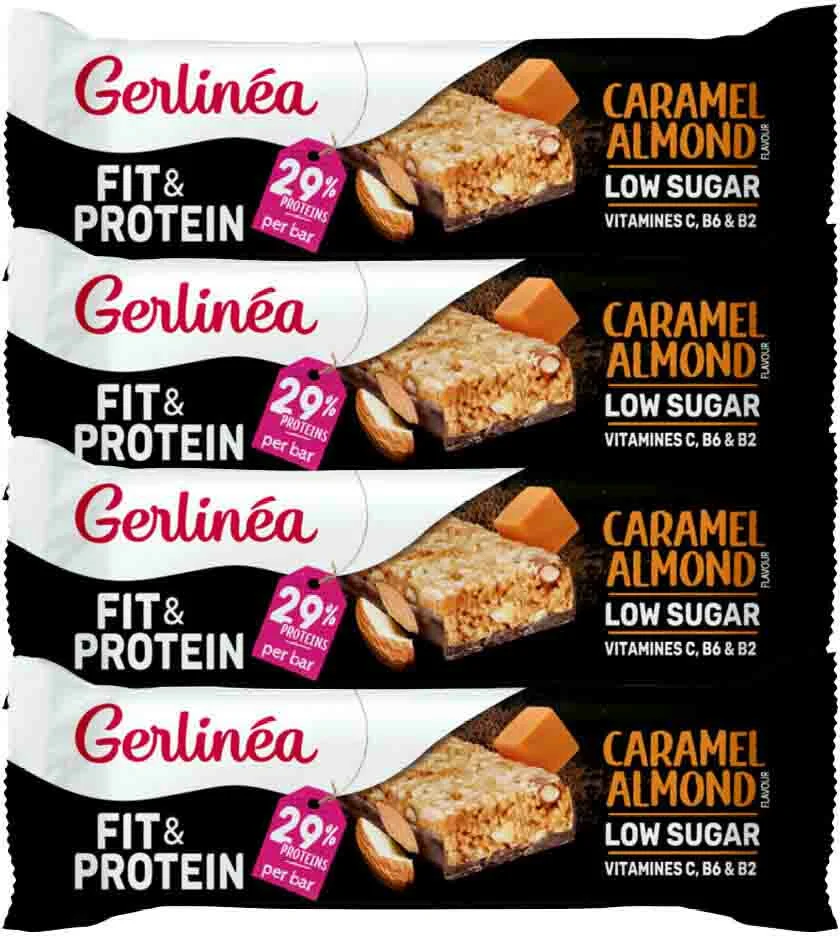 4x Gerlinea Fit & Protein Reep Caramel Almond 45 gr