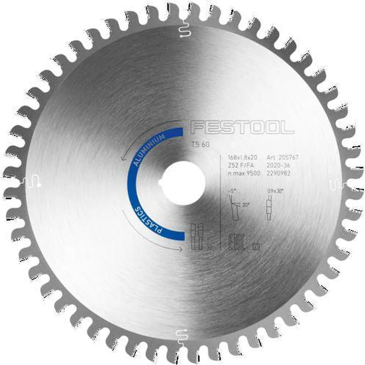 Festool Cirkelzaagblad voor Aluminium | Aluminium/Plastics | Ø 168mm Asgat 20mm 52T - 205767